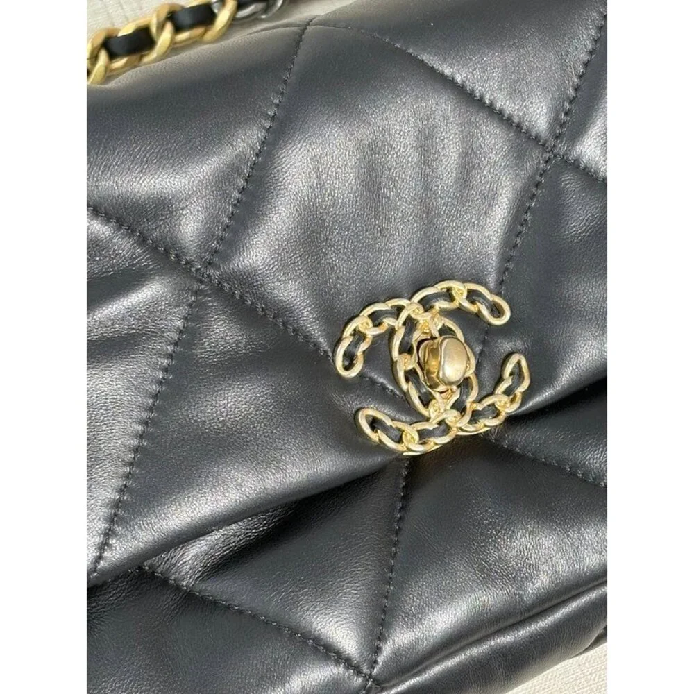 CHANEL Black Lambskin 19 Flap Bag Small Mixed HW - Picture 11 of 16